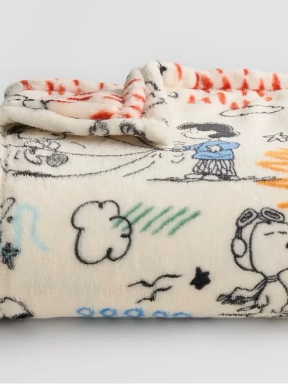 Peanuts Plush Blanket with Sketch Print - NWT